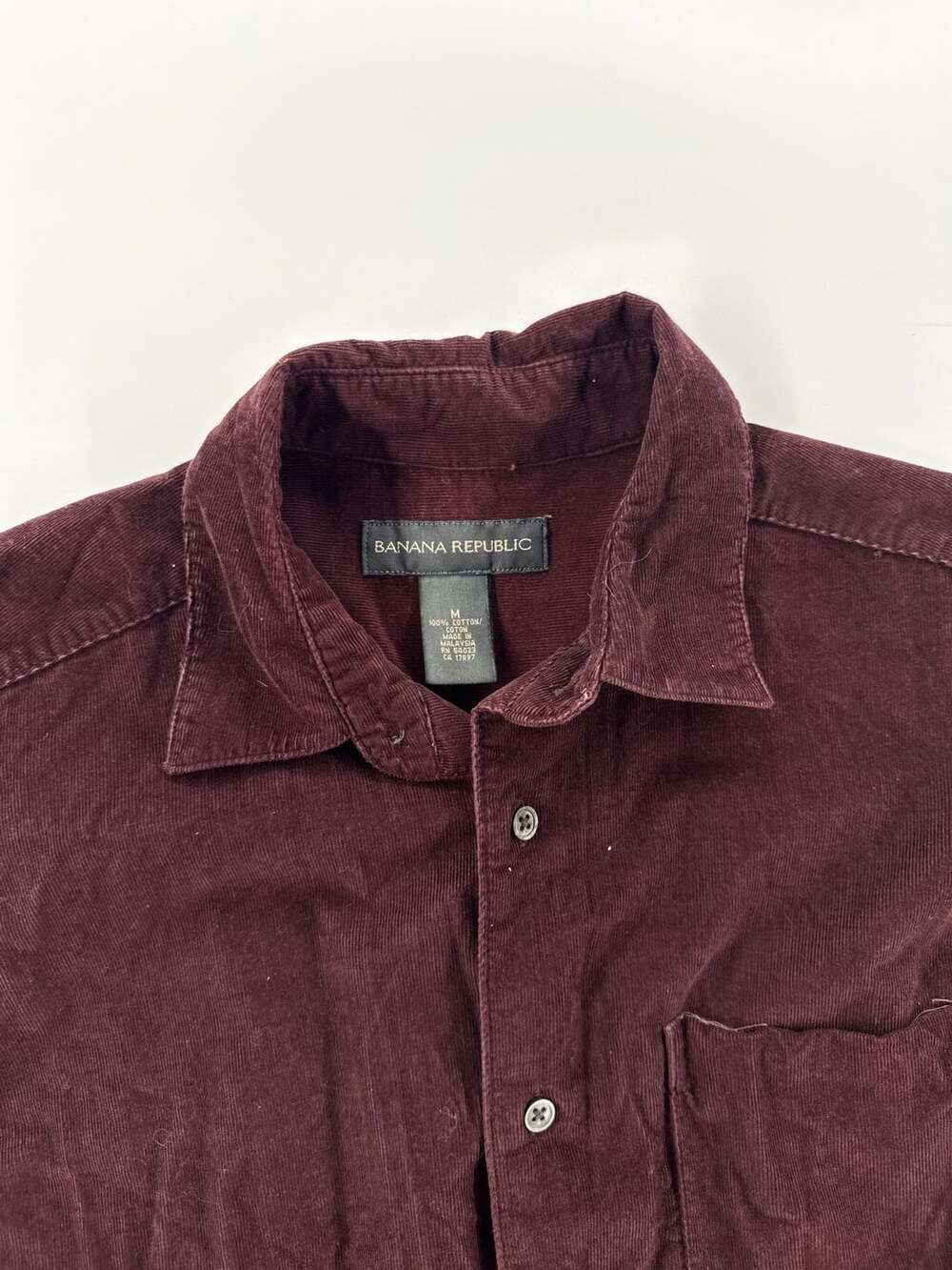Banana Republic Corduroy Long Sleeve Shirt Size M Burgundy Cotton
